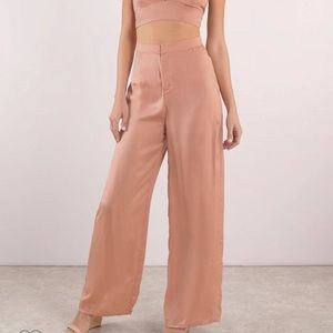 Nude Wide Leg Satin Pants